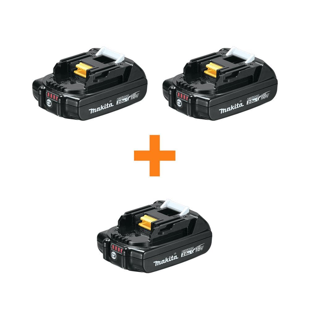 Makita 18V LXT Lithium-Ion Compact Battery Pack 2.0Ah and 18V LXT Battery Pack 2.0Ah with 18V LXT Battery Pack 2.0Ah (1)