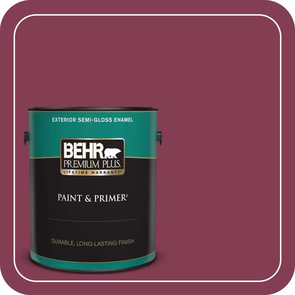 BEHR PREMIUM PLUS 1 gal. #S-H-100 Exotic Flowers Semi-Gloss Enamel Exterior Paint & Primer