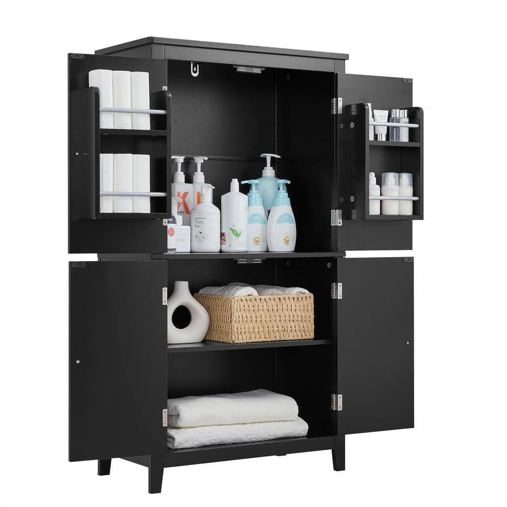 Sarlai 24 in. W 12 in. D 43 in. H MDF Freestanding Linen Cabinet Floor Storage Cabinet with Adjustable Shelves (4)