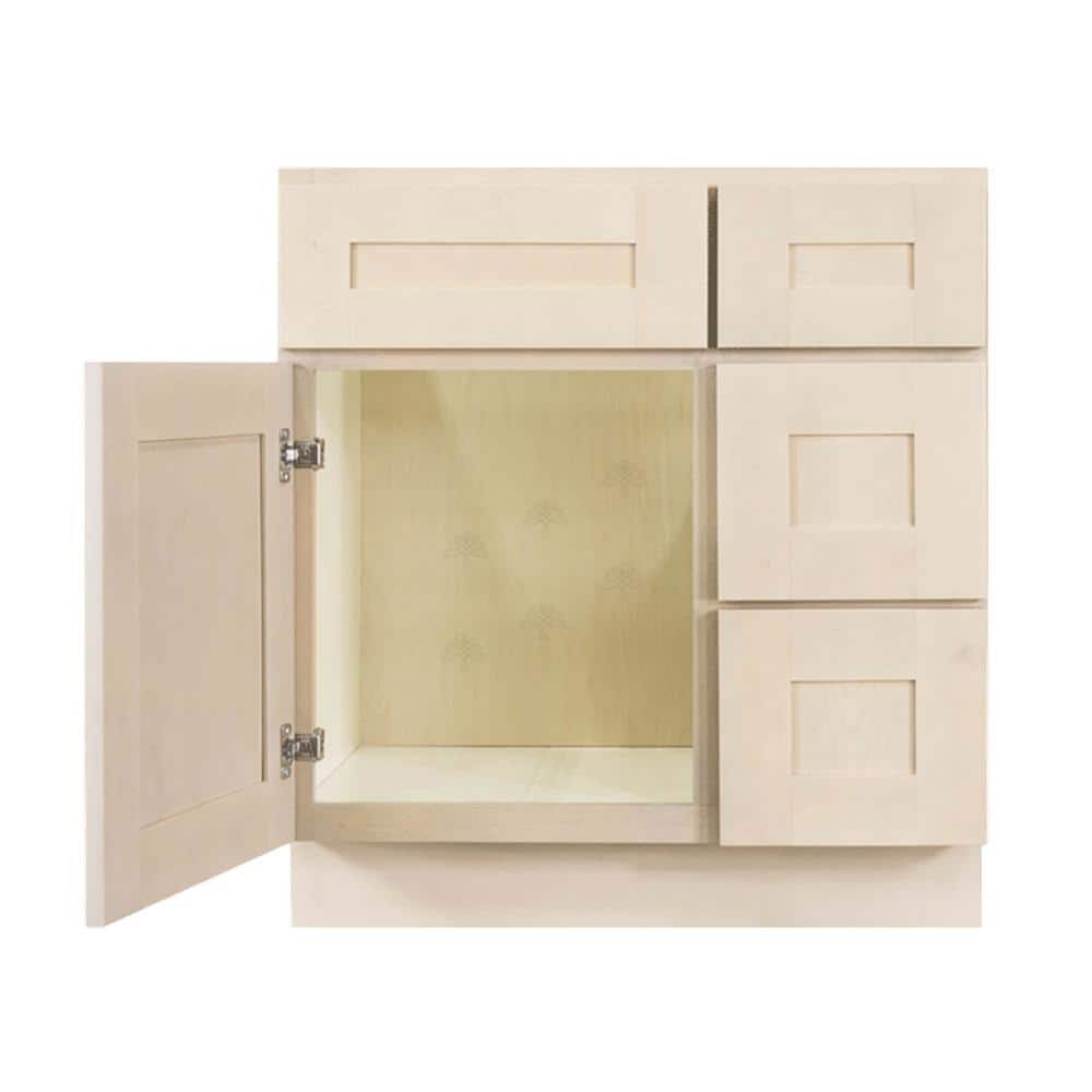LIFEART CABINETRY Lancaster Shaker Assembled 21 in. 32.5 in. Vanity Sink Base Cabinet with 1 Door 2 Right Drawers (3)