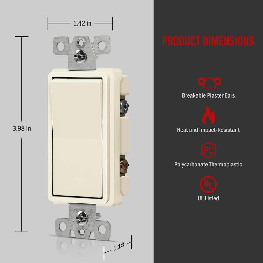 ENERLITES Decorator Rocker Light Switch, Single Pole 3-Way, A, Beige (2)