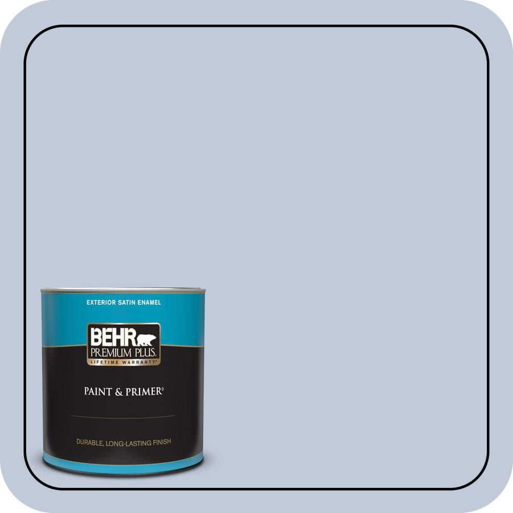 BEHR PREMIUM PLUS 1 qt. #600E-3 Icy Brook Satin Enamel Exterior Paint & Primer