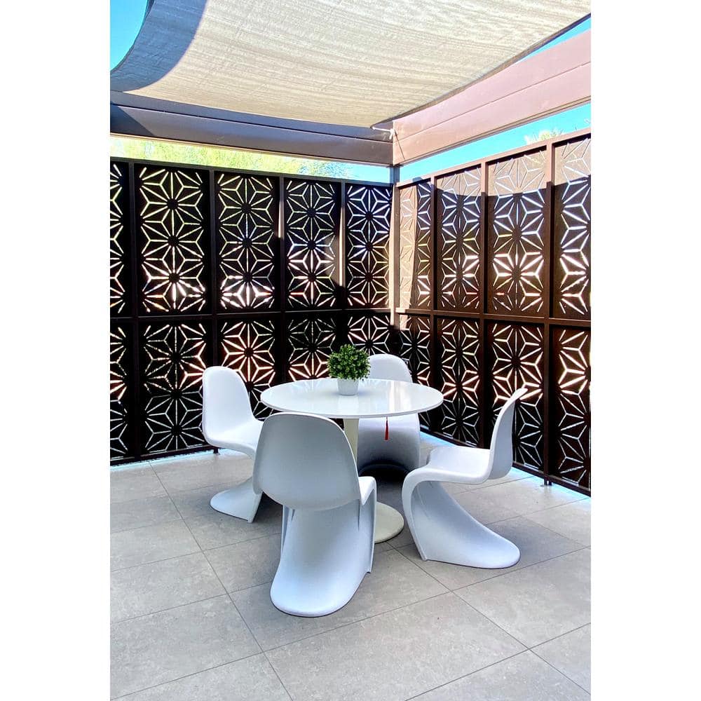 OUTDECO 5/16 in. x 24 in. x 48 in. Star Anais Modular Hardwood Composite Decorative Fence Panel (2)