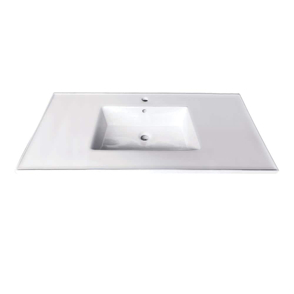 Kingston Brass Continental 37 in. W x 22-1/16 in. D Ceramic White Rectangular Single Sink Vanity Top in White