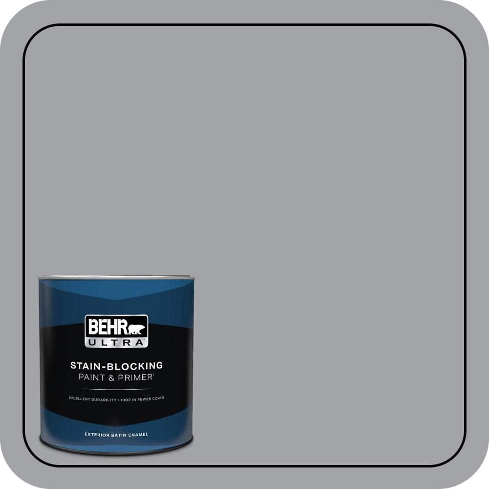 BEHR ULTRA 1 qt. #N530-4 Power Gray Satin Enamel Exterior Paint & Primer