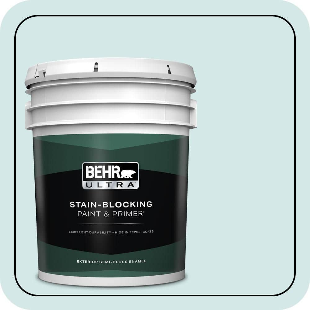 BEHR ULTRA 5 gal. #T14-5 Sky Blue Semi-Gloss Enamel Exterior Paint & Primer