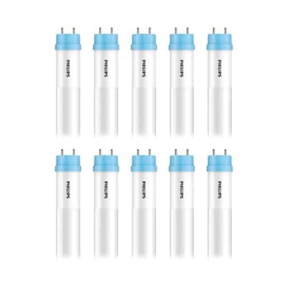 Philips 40-Watt Equivalent 4 ft. Linear Tube T12 G13 Base LED Light Bulb Daylight Deluxe 6500K (10-Pack)