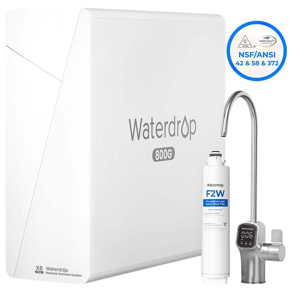 Waterdrop X8-PRO Reverse Osmosis Water Filter, NSF/ANSI 42&58&372 Certified, 800 GPD Tankless RO System, 9-Stage Smart Faucet (1)