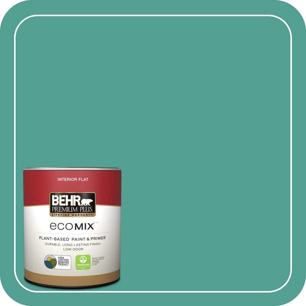 BEHR PREMIUM PLUS 1 qt. Home Decorators #HDC-WR15-9 Aqua Revival Flat EcoMix Plant-Based Interior Paint & Primer (1)