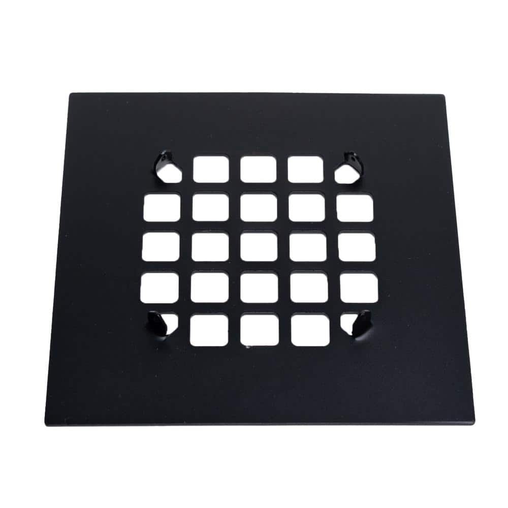 Oatey 4-1/4 in. Square Snap-Tite Black Matte Snap Strainer