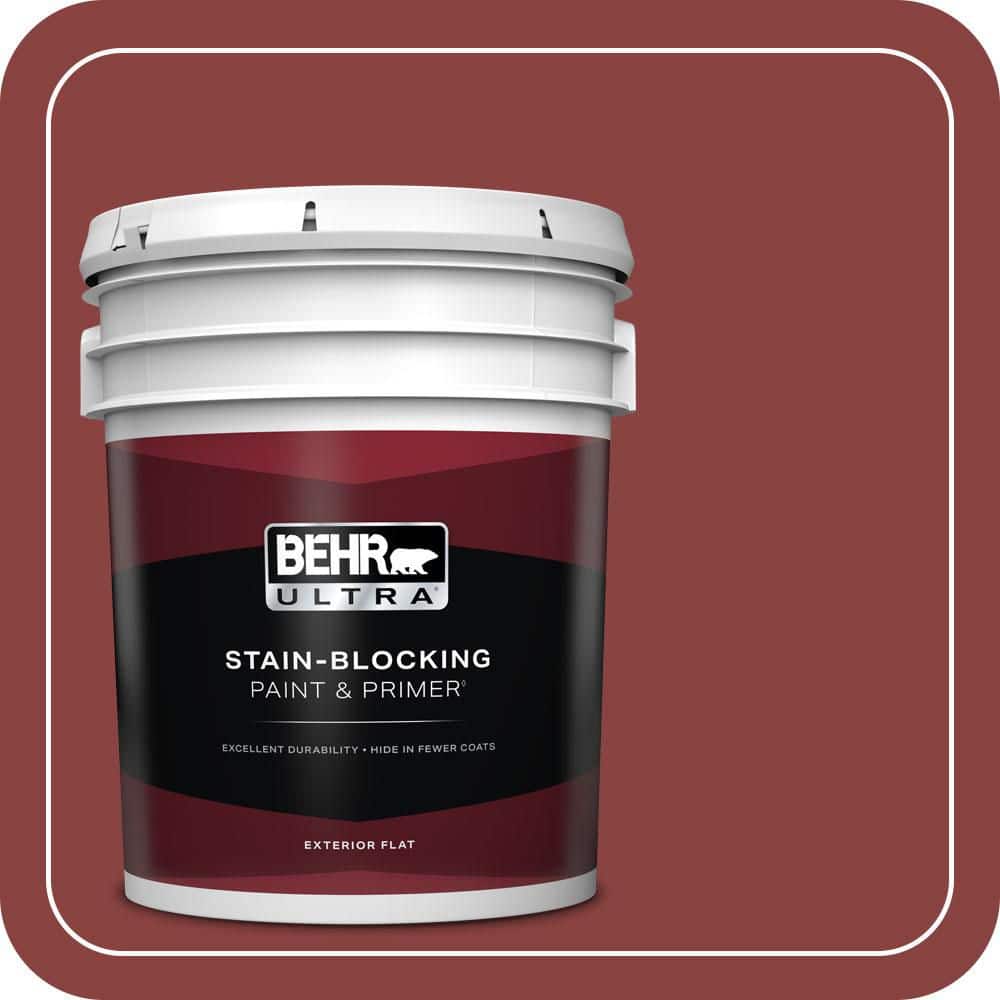 BEHR ULTRA 5 gal. #QE-07 Country Lane Red Flat Exterior Paint & Primer