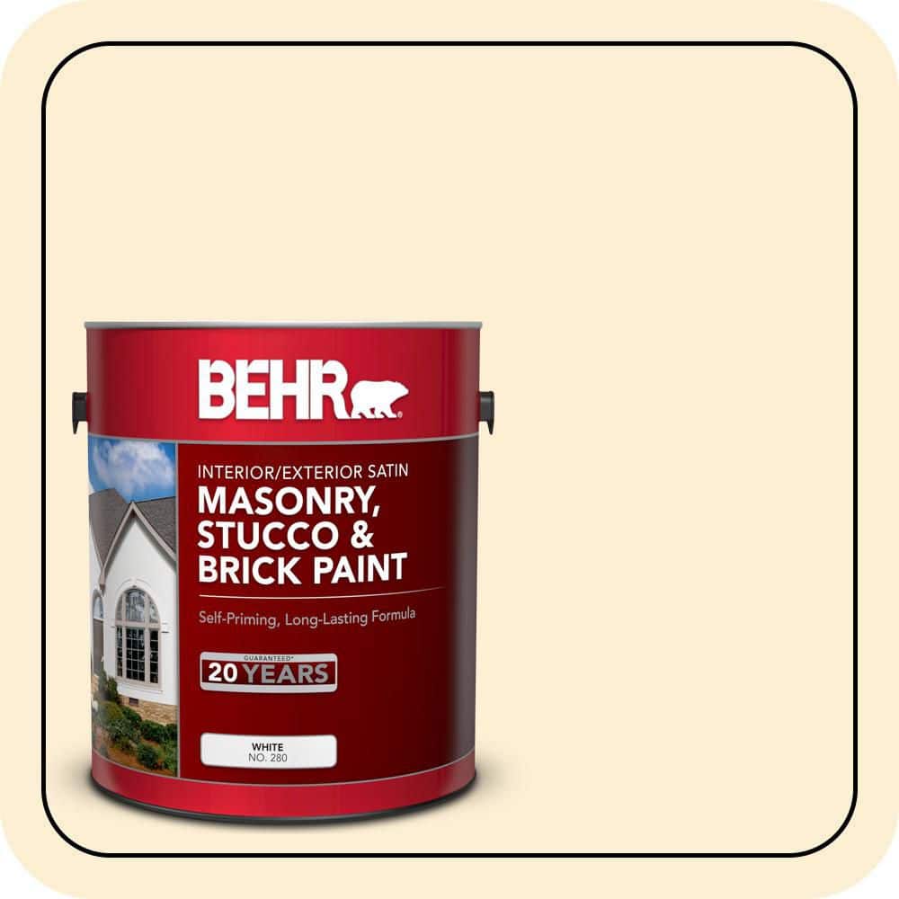 BEHR 1 gal. #YL-W03 Honied White Satin Interior/Exterior Masonry, Stucco and Brick Paint