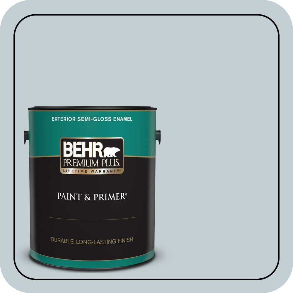 BEHR PREMIUM PLUS 1 gal. #MQ3-58 Alice White Semi-Gloss Enamel Exterior Paint & Primer