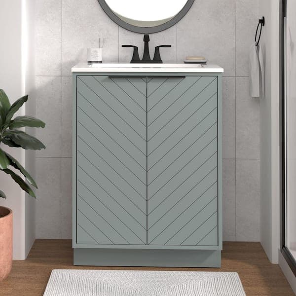 Glacier Bay Lanier 25 in. Single Sink Laguna Freestanding Bath Vanity with White Cultured Marble Top (Assembled)
