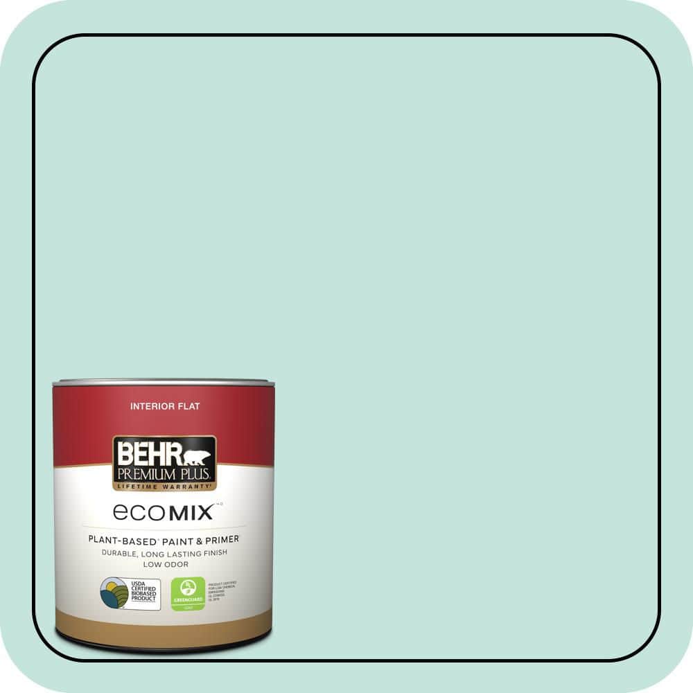 BEHR PREMIUM PLUS 1 qt. #MQ3-19 Misty Isle Flat EcoMix Plant-Based Interior Paint & Primer (1)