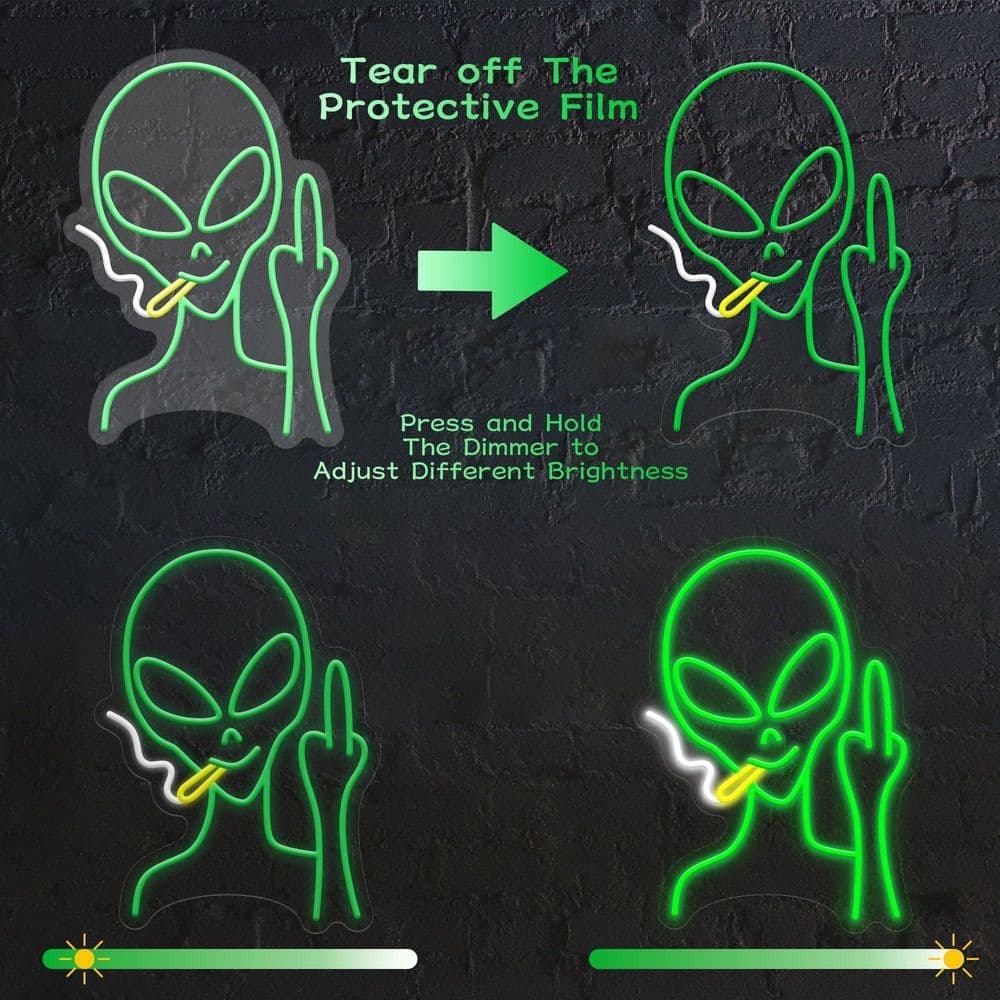 Afoxsos Alien Series Green LED Neon Sign Dimmable USB-Powered Acrylic Wall Decor for Bedroom Game Room Party Bar (2)
