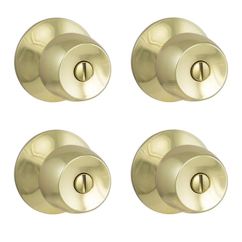 Defiant Brandywine Polished Brass Bed/Bath Door Knob (4-Pack)
