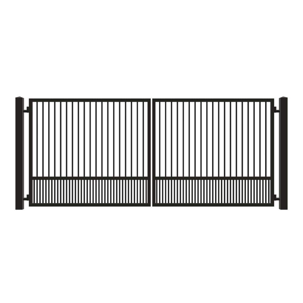 Unbranded Driveway Gate — Swing, Center, Square, Puppy, Black — 174"W x 72"H (1)