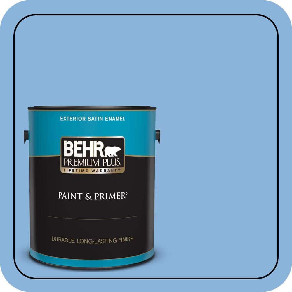 BEHR PREMIUM PLUS 1 gal. #570B-4 Bayou Satin Enamel Exterior Paint & Primer