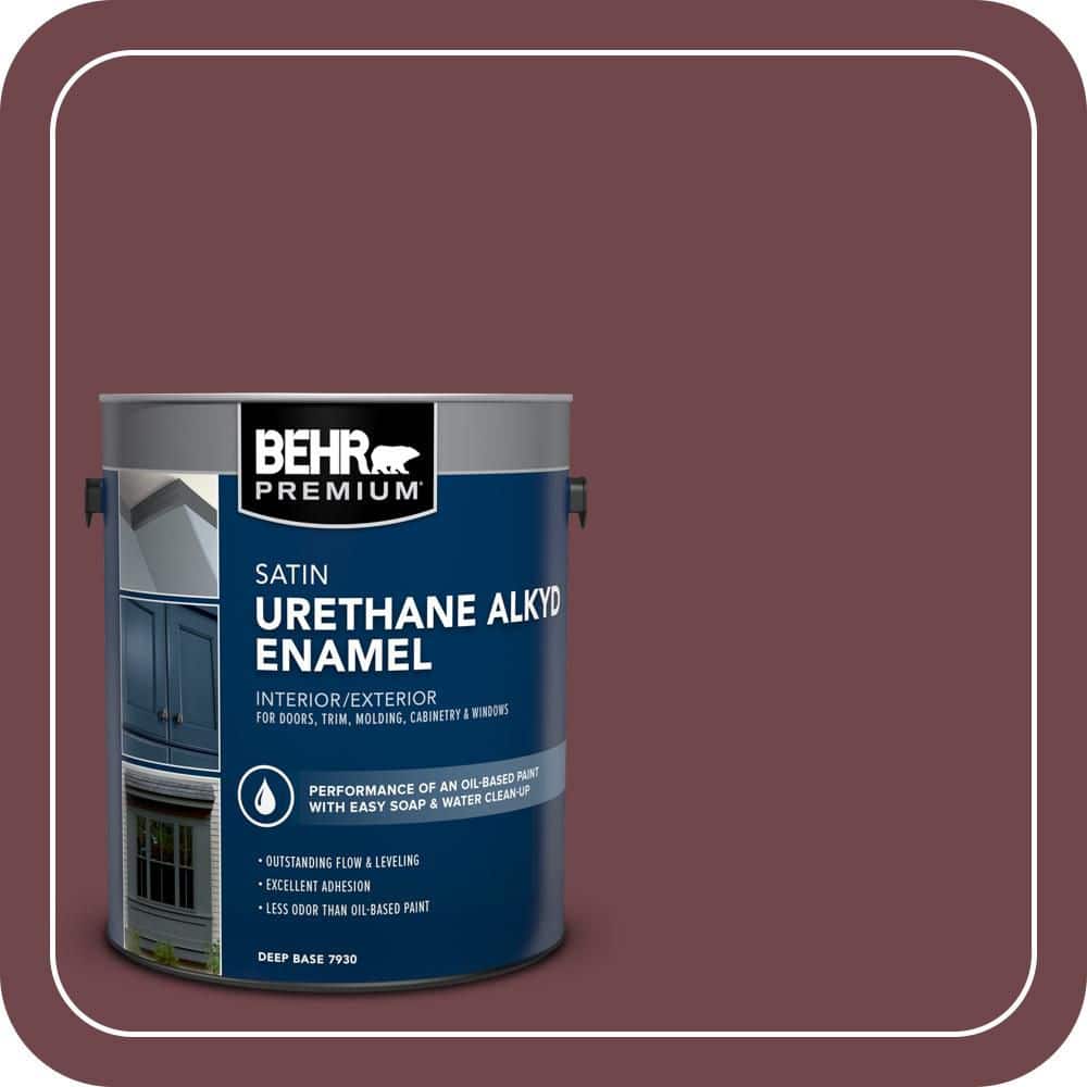BEHR PREMIUM 1 gal. #PPU1-14 Formal Maroon Urethane Alkyd Satin Enamel Interior/Exterior Paint (1)