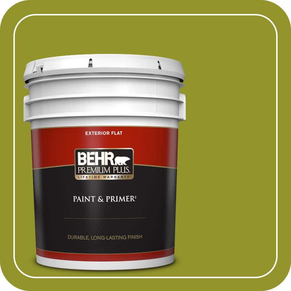 BEHR PREMIUM PLUS 5 gal. #P350-7 Lazy Lizard Flat Exterior Paint & Primer
