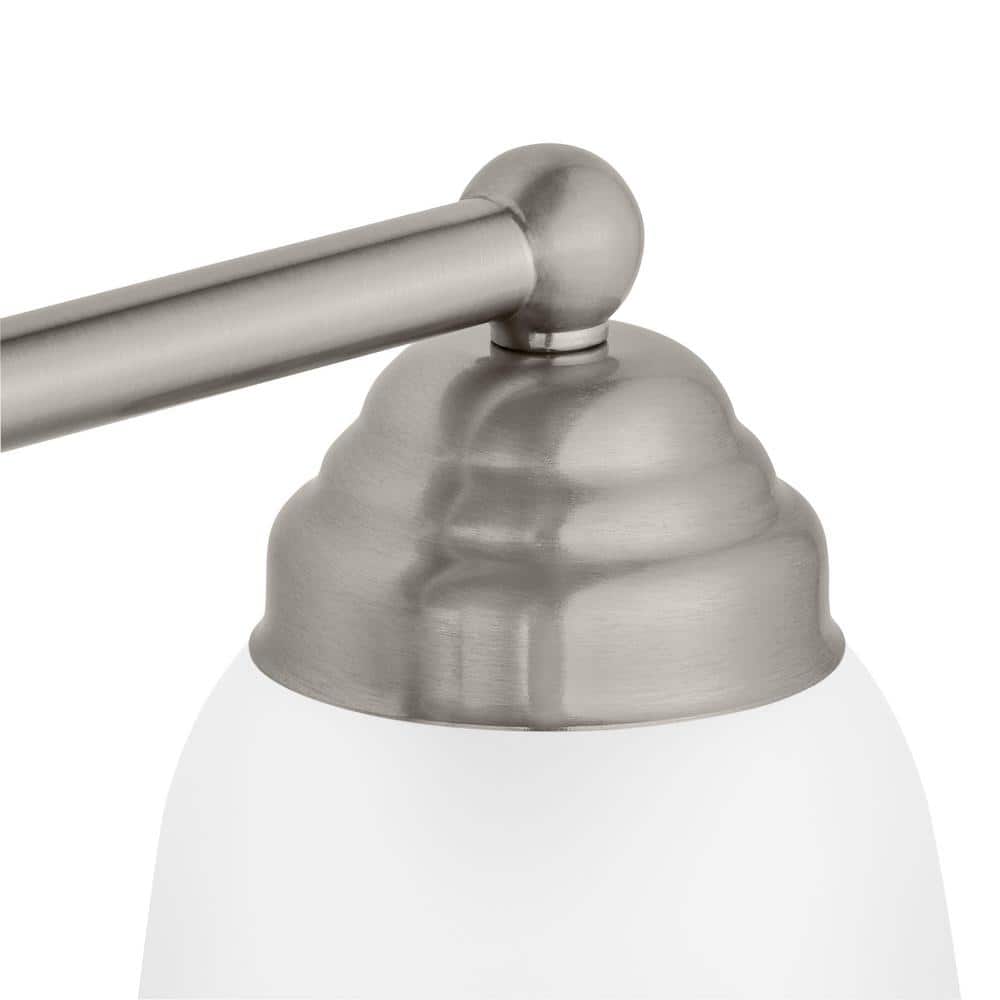 Hampton Bay Ashhurst 32.75 in. 4-Light Brushed Nickel Bathroom Vanity Light with Frosted Glass Shades (4)