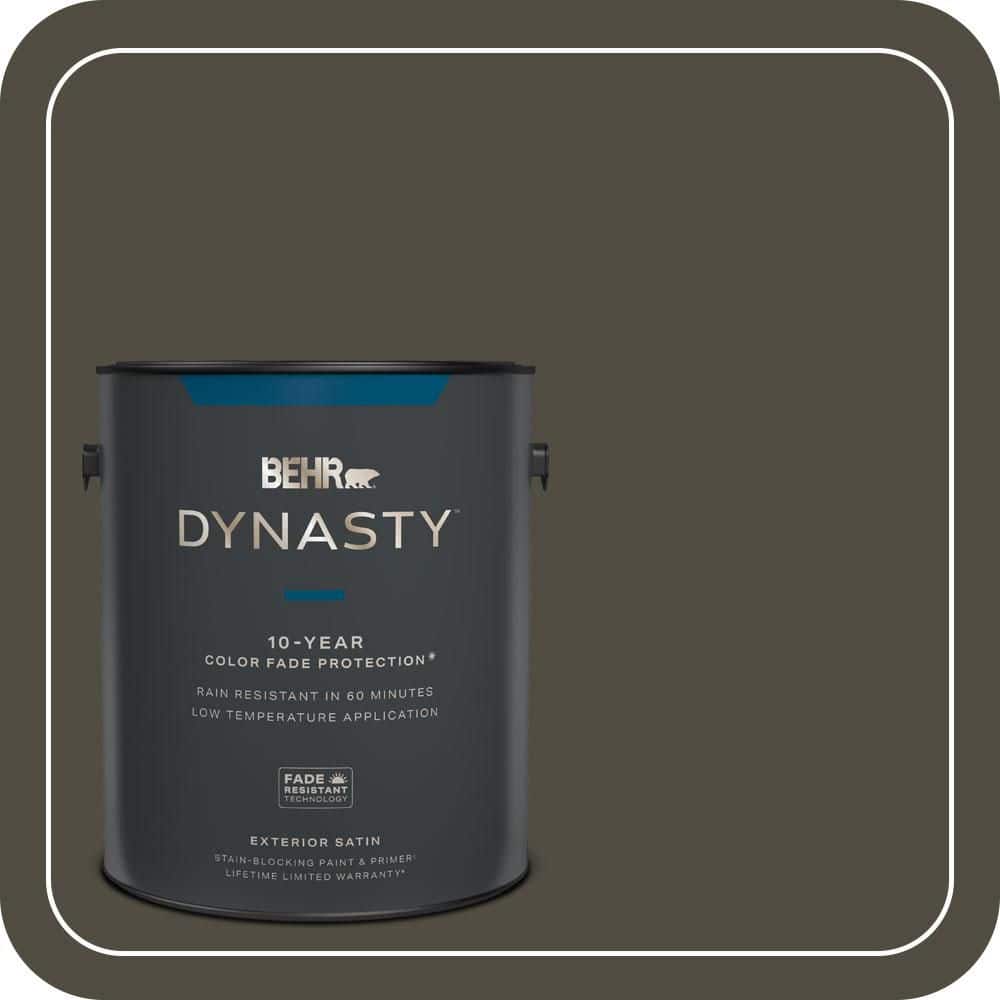 BEHR DYNASTY 1 gal. #S-H-760 Olive Leaf Satin Enamel Exterior Stain-Blocking Paint & Primer