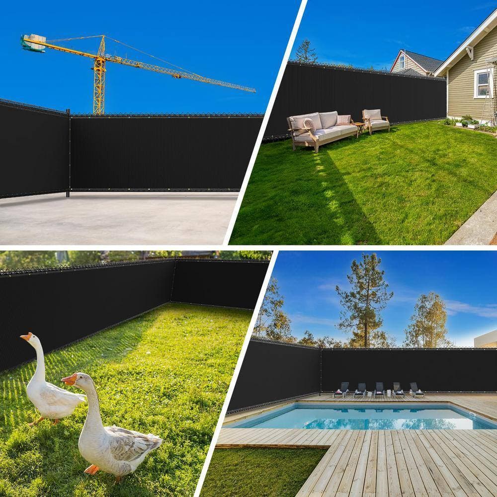 Justincity Black Plastic Mesh for Private Border Fencing 6 ft. x 50 ft. 170 GSM 90% Blockage (3)