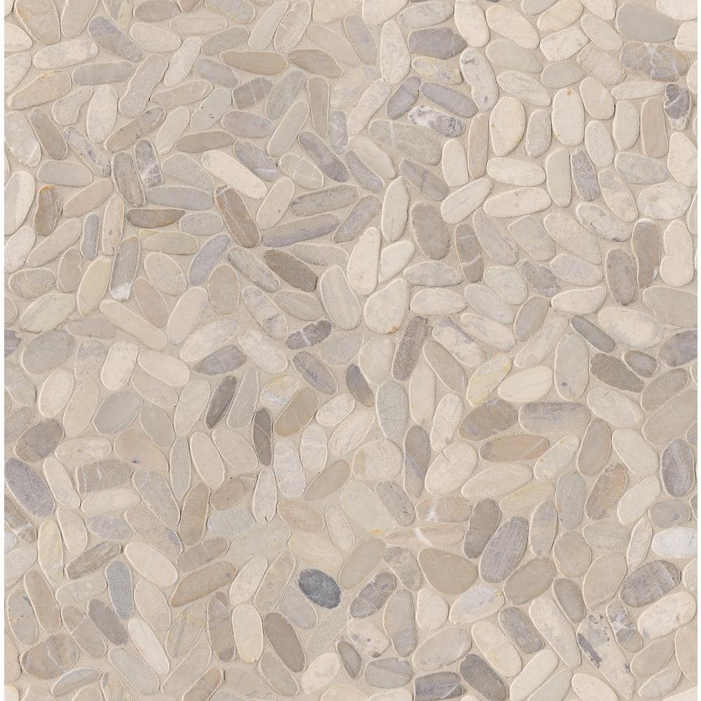 MSI Sliced Pebble Truffle 12 in. x 12 in. x 0.38 in. Tumbled Marble Mesh-Mounted Mosaic Tile (0.97 sq. ft./Each) (4)