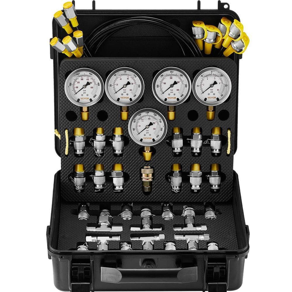 Lukvuzo Hydraulic Pressure Test Kit Gauge Set with Carrying Case for Excavator Tractors Machinery (1)
