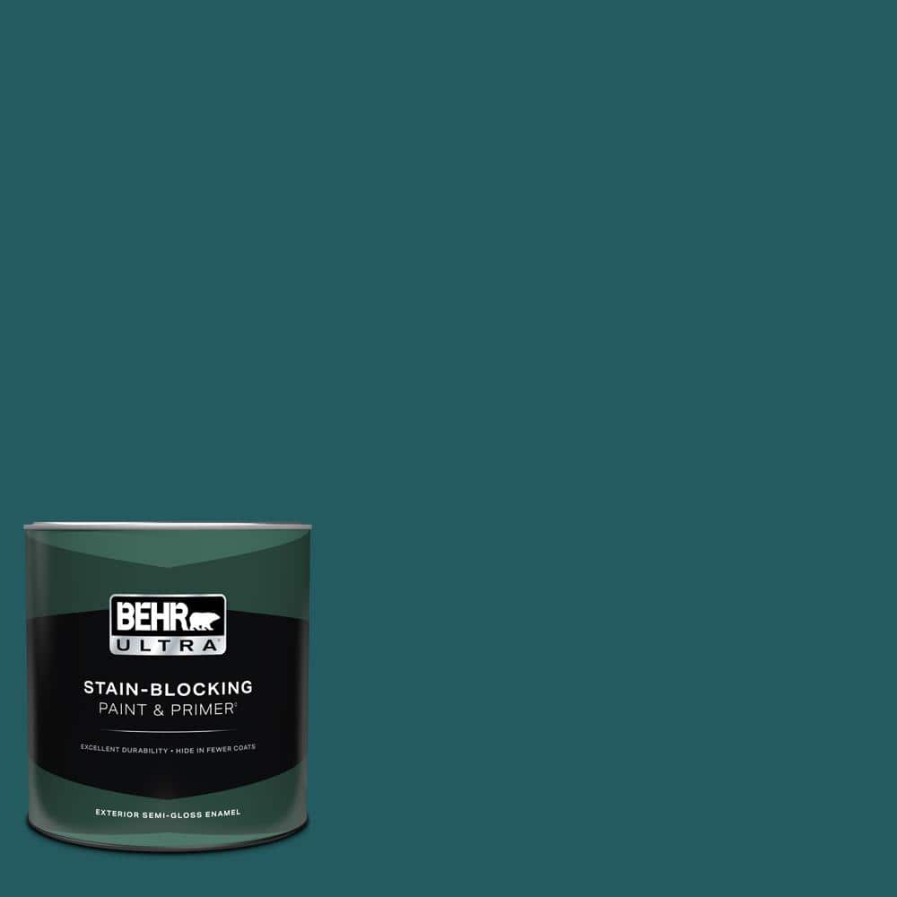 BEHR ULTRA 1 qt. #S450-7A Out to Sea Semi-Gloss Enamel Exterior Paint and Primer