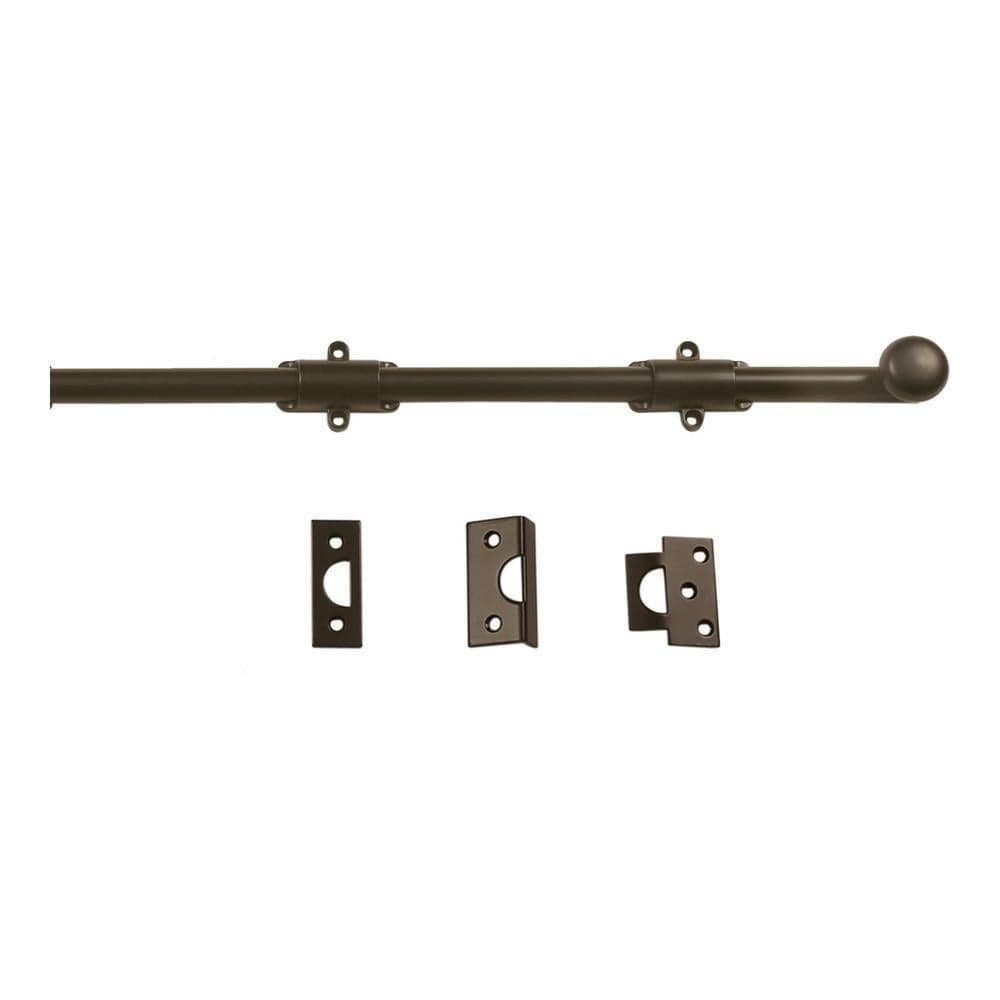 idh by St. Simons 24 in. Solid Brass Oil-Rubbed Bronze Heavy-Duty Surface Bolt with Round Knob (2)