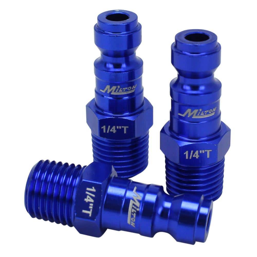 Milton Industries, Inc. ColorFit by Milton Coupler and Plug Kit T-Style Blue 1/4 in. NPT (5-Piece) (3)
