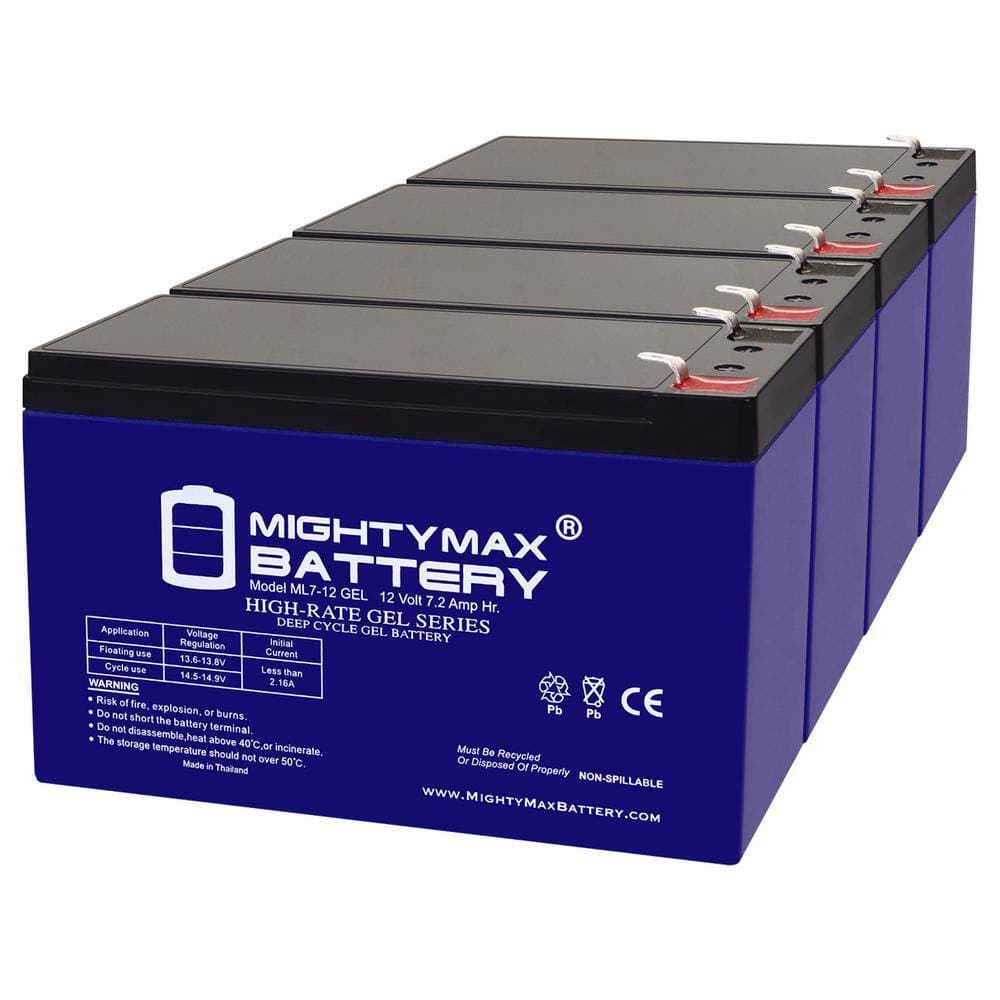MIGHTY MAX BATTERY 12-Volt 7AH GEL F1 Replacement Battery Compatible with npw36-12 np7-12 bp7-12 ps-1270 cy0112 - 4 Pack (1)