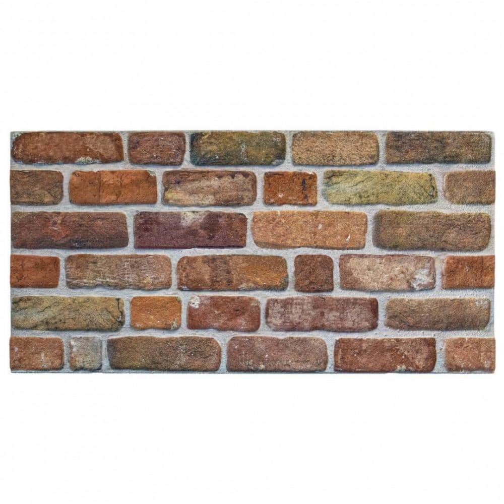 Dundee Deco Falkirk Uffcott 39.4 in. x 19.7 in. Brown Beige Faux Face Brick Styrofoam 3D Decorative Wall Panel (10-Pack)