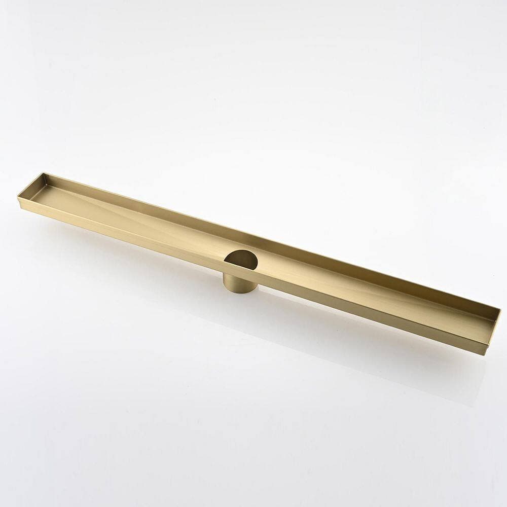 Satico 30 in. Linear Shower Drain with Leveling Feet in Brushed Gold (3)