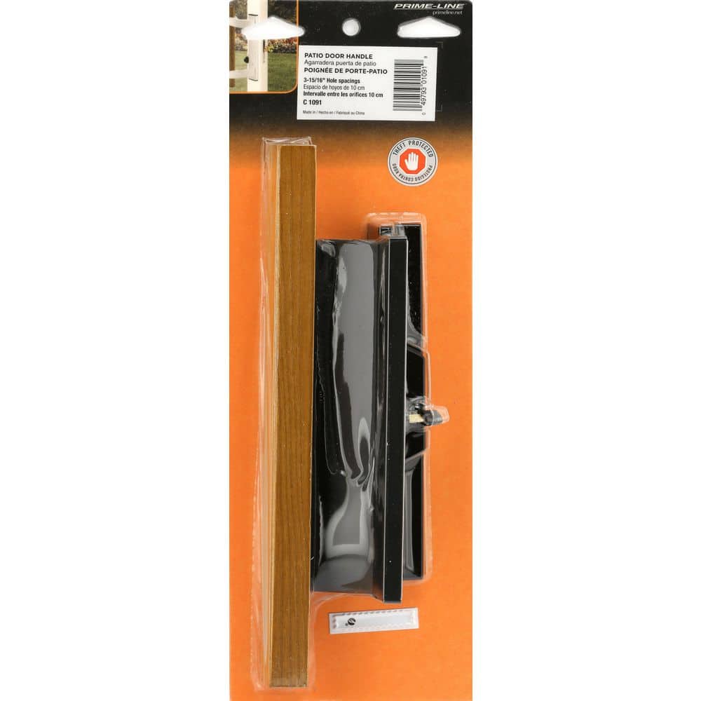 Prime-Line Diecast Black, Sliding Door Handle Set with Hard Wood Handle (3)