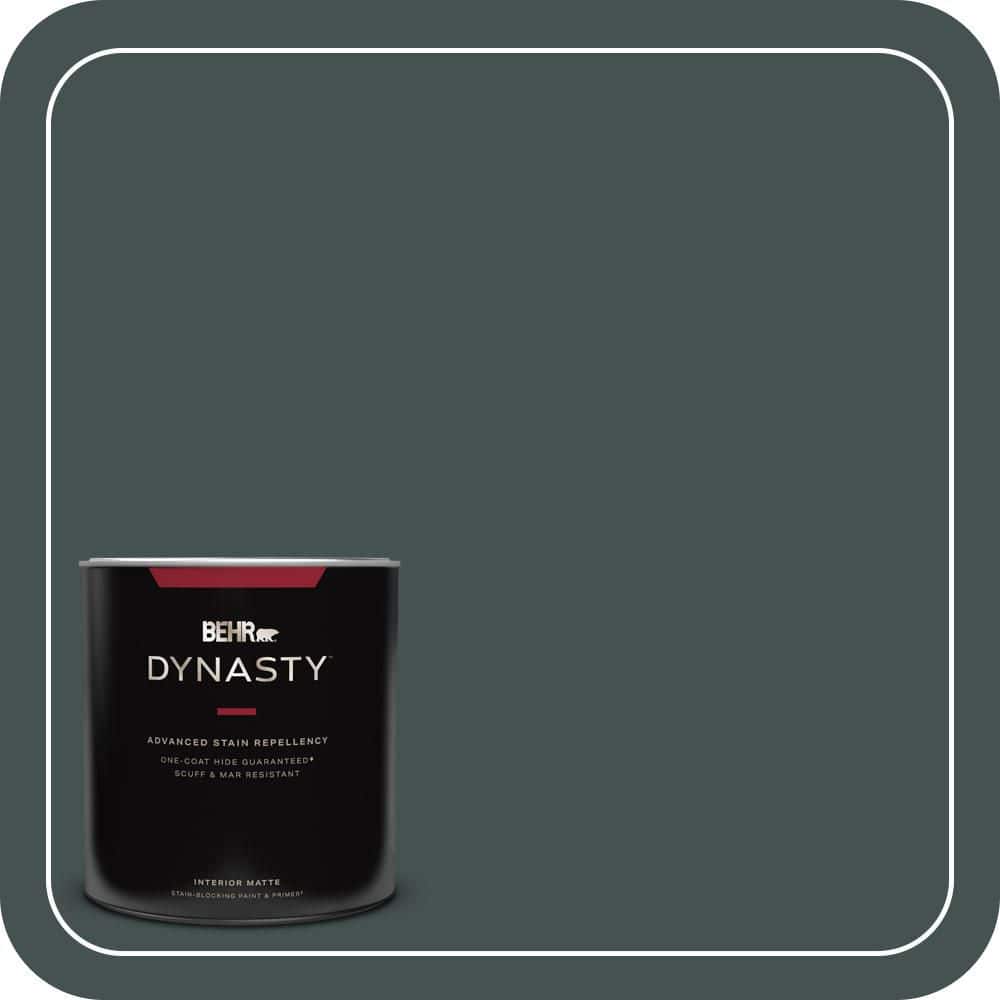 BEHR DYNASTY 1 qt. #MQ6-44 Black Evergreen One-Coat Hide Matte Interior Stain-Blocking Paint and Primer