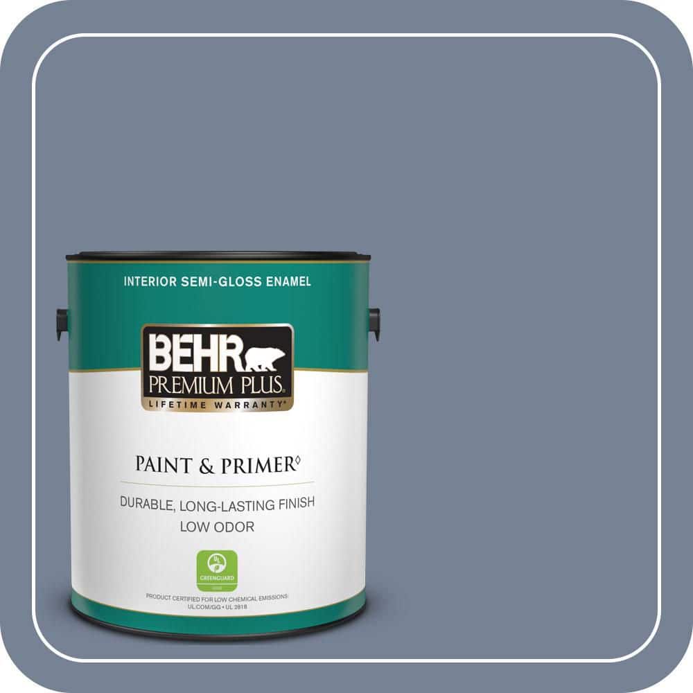 BEHR PREMIUM PLUS 1 gal. #PPU15-07 Tranquil Pond Semi-Gloss Enamel Low Odor Interior Paint & Primer