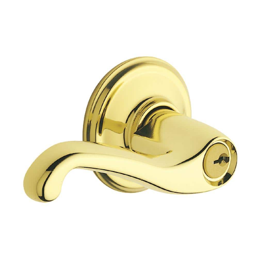 Schlage Flair Bright Brass Classic Keyed Entry Door Handle (2)