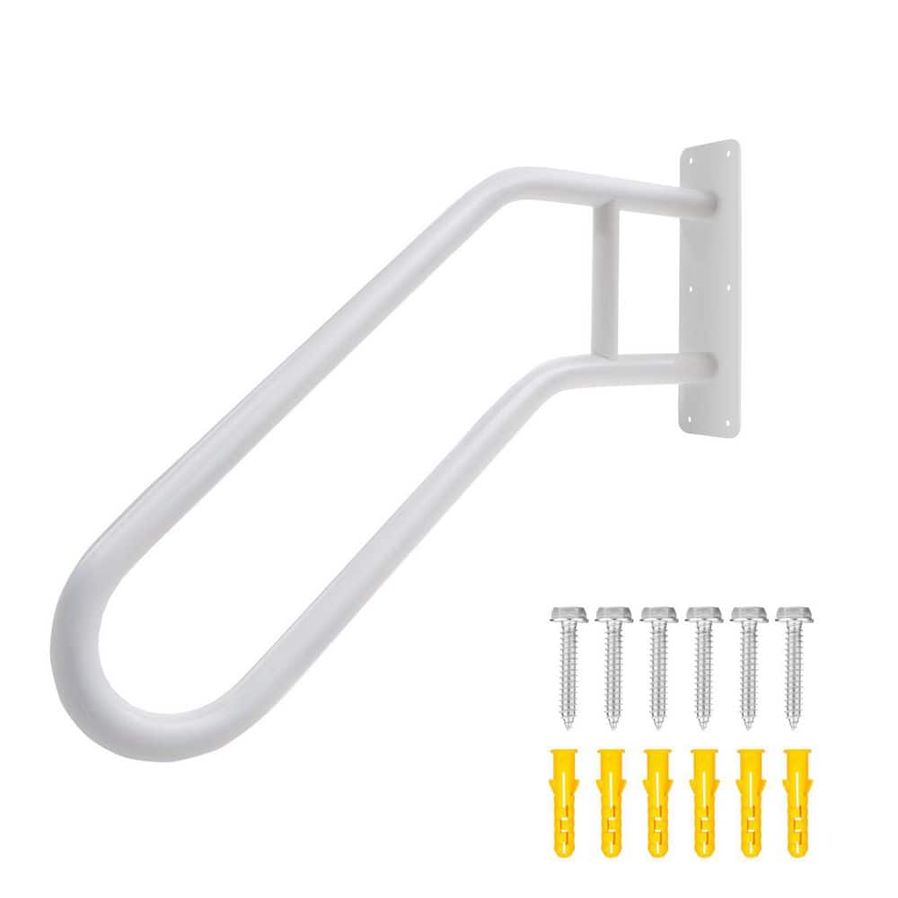 Unbranded 25 Inch White Metal Handrail for Cable Railing System U-Shaped Outdoor Indoor Stair Safety Grab Bar 1-Pack (1)