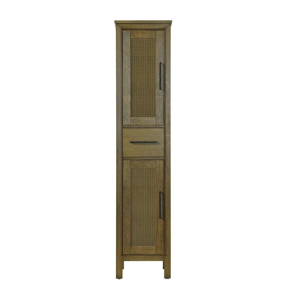 TIMELESS HOME 16 in. W x 18 in. D x 72 in. H Brown Freestanding Linen Cabinet (1)