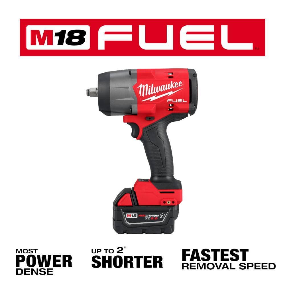 Milwaukee M18 FUEL 18V High Torque 1/2 in. Impact Wrench Kit with 5. 0Ah XC Battery with 1/2 in. Metric 29-Pc Socket Set (2)