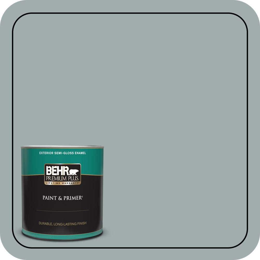 BEHR PREMIUM PLUS 1 qt. #QE-52 Portsmouth Bay Semi-Gloss Enamel Exterior Paint & Primer