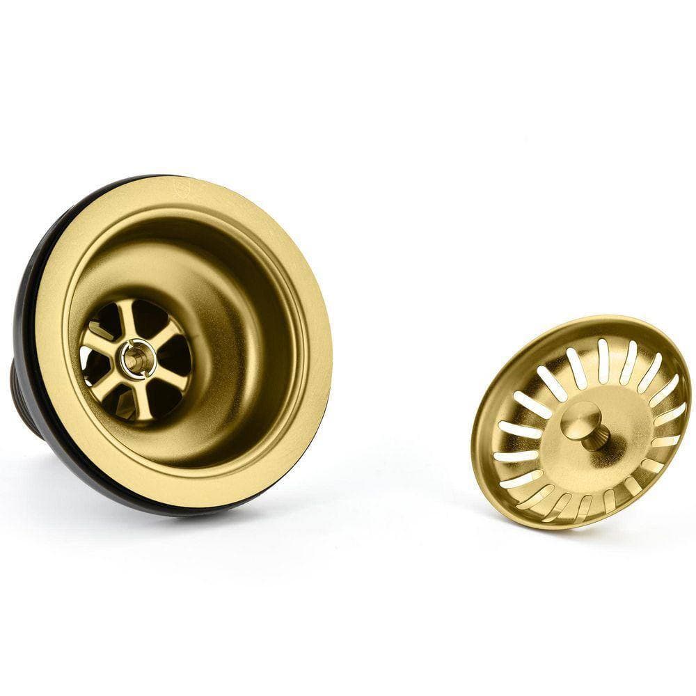 Logmey 3-1/2 in. Drop-In Kitchen Sink Basket Strainer in Gold for Quartz Sink (1)