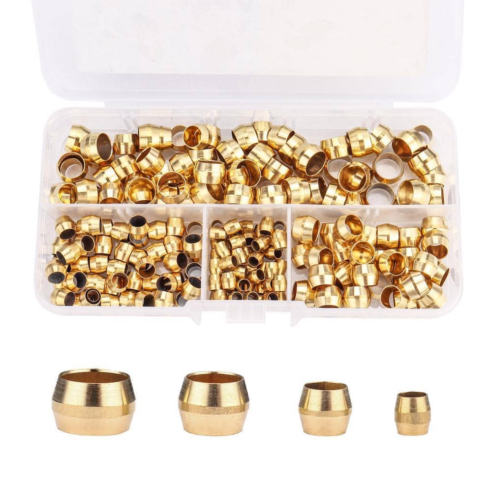 LTWFITTING Assortment Kit 1/8 3/16 1/4 5/16 in. OD Compression Sleeves Ferrules, Brass Compression Fittings(Pack of 200) (2)