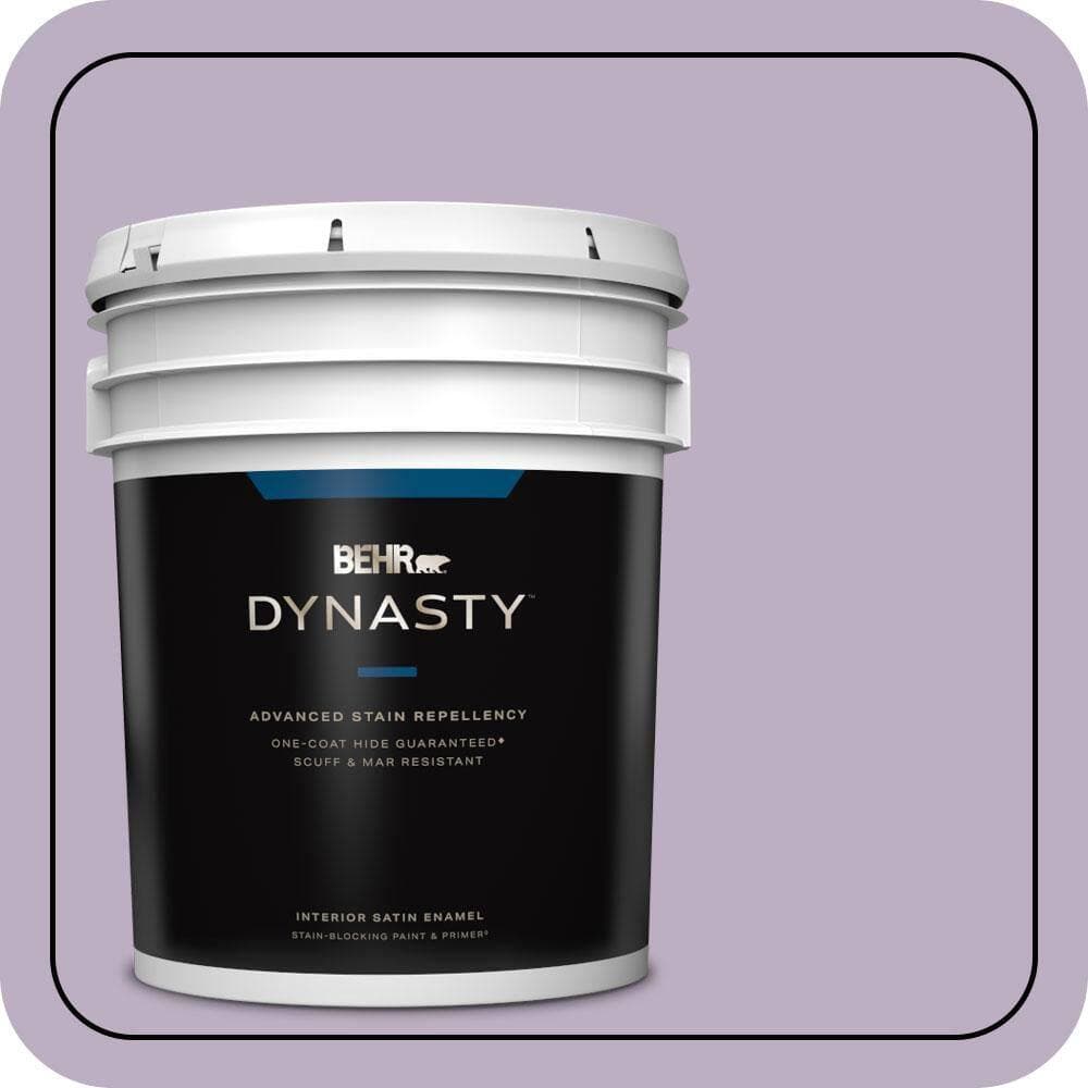 BEHR DYNASTY 5 gal. #S100-3 Courtly Purple One-Coat Hide Satin Enamel Interior Stain-Blocking Paint & Primer