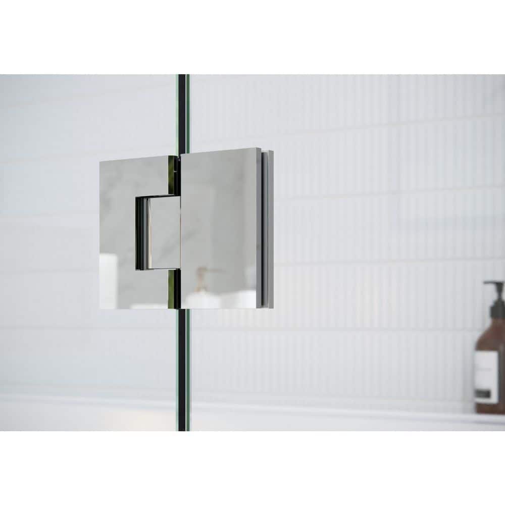 Glass Warehouse 59 in. W x 32 in. D x 78 in. H Pivot Frameless Corner Shower Enclosure in Polished Chrome Finish with Clear Glass (3)