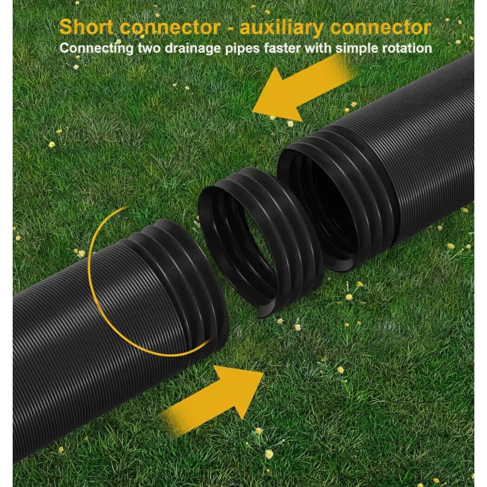 Unbranded 58 in 66 in. Black Thick Plastic Material Downspout Extension with Flexible Anti-UV Design for Rainwater Drainage 2 Pack (3)
