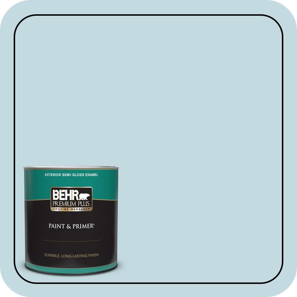 BEHR PREMIUM PLUS 1 qt. #S480-1 Rain Dance Semi-Gloss Enamel Exterior Paint & Primer
